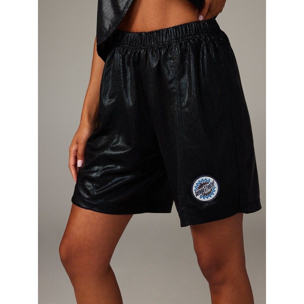 NWT Savage X Fenty Basketball Shorts Size Large Chain Reaction Black Metallic